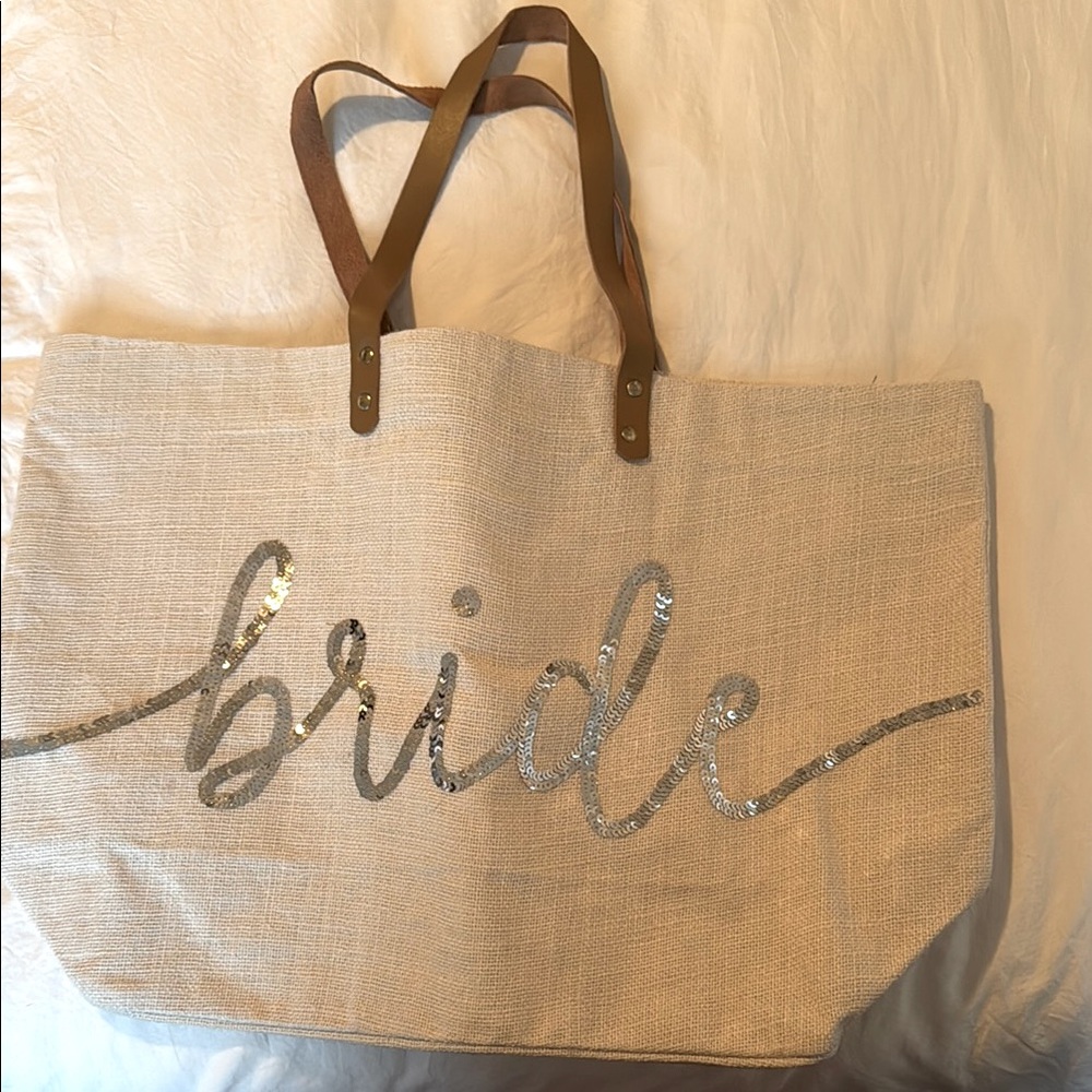 Bride Sequin Beige Tote Bag